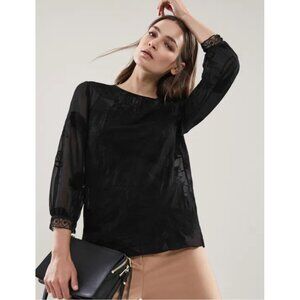 NEW Reiss Rosie Lace Blouse Black